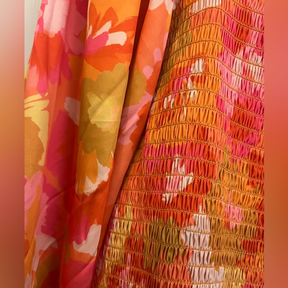 Pink Lily Just A Moment Orange Floral Print Off The Shoulder Blouse - Picture 9 of 11